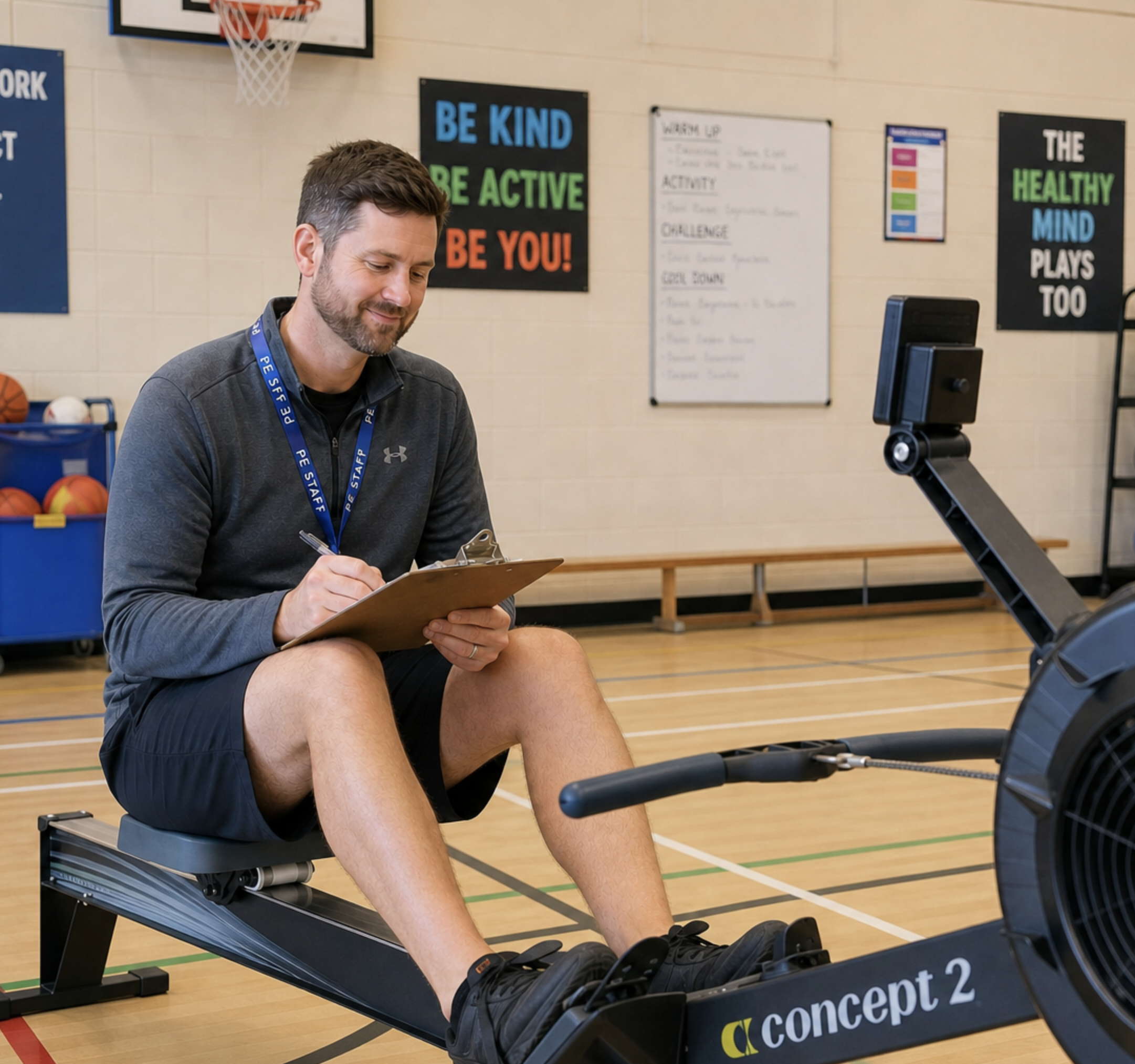 Pupils competing in the indoor rowing league